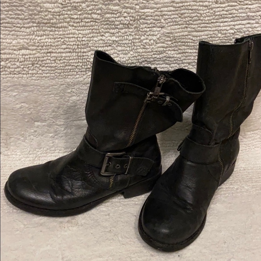 Leather engineer boots
